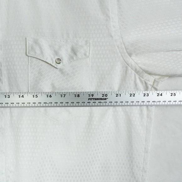 Wrangler Mens White Cowboy Cut Regular Fit Western Shirt X-Long Tails 17-34 - Picture 5 of 7